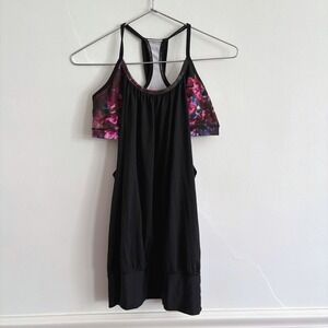 Lululemon No Limits Tank Top Womens Black‎ Floral Good Built-in Bra Racerback